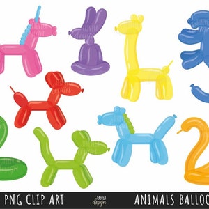 BALLOON ANIMALS clipart,  party balloons clipart, animal balloons, party, balloon dog, balloon rabbit, commercial use, cute animals, unicorn