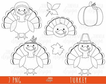 Thanksgiving stamp, commercial use, TURKEY stamps, black line, coloring page