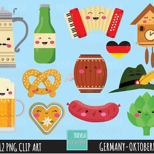 GERMANY clipart, octoberfest clipart, kawaii clipart, commercial use, cute, Europe, travel, beer, octoberfest graphics, cute