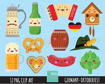 GERMANY clipart, octoberfest clipart, kawaii clipart, commercial use, cute, Europe, travel, beer, octoberfest graphics, cute