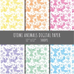 オトミ紙、メキシコ、パステルカラーのオトミ紙、商用利用、動物、花、花柄、鳥、ウサギ、スクラップブック用紙、かわいい背景