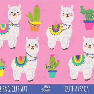 アルパカ クリップアート、ラマ クリップアート、商用利用、ラマ クリップアート、動物 クリップアート、ラマ グラフィック、かわいいラマ、かわいいアルパカ、サボテン、かわいい、ボヘミアン