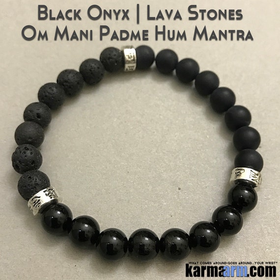 Buddha Bracelet Hand Carved Driftwood Buddha Yoga Chakra Bracelet Om Mani Padme Hum Mantra Prayer Wheel: Black Onyx Boho Zen Meditation Jewelry