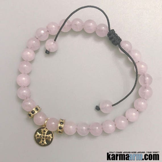 SabbysPlace32 - BLESSED: Rose Quartz, Cross Charm, BoHo Jewelry, Yoga ...