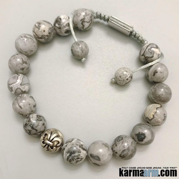 KarmaArm Love Bracelet Wellness Self-Care Bracelets Love Bead Going The Distance: Silver Crazy Lace Agate Chakra Yoga Reiki Healing Energy Meditation Jewelry