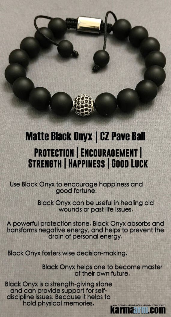 KarmaArm Chakra Meditation Jewelry Lucky 7 CZ Diamond Pave Rondelle Macrame Yoga Reiki Boho Beaded Bracelets Black Onyx