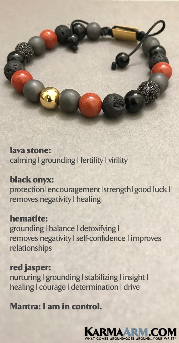 Reiki Healing Chakra Meditation Yoga Jewelry Matte Black Onyx KarmaArm Drive: Black Onyx Stretch Bracelets Twine