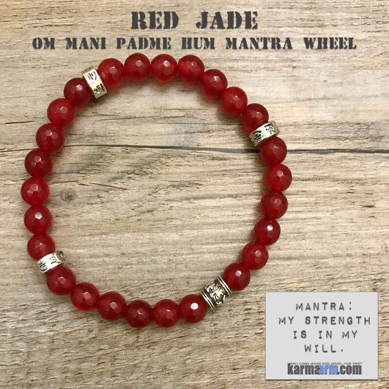 STRENGTH Red Jade Yoga Bracelets with Meaning ॐ Buddhist OM Etsy