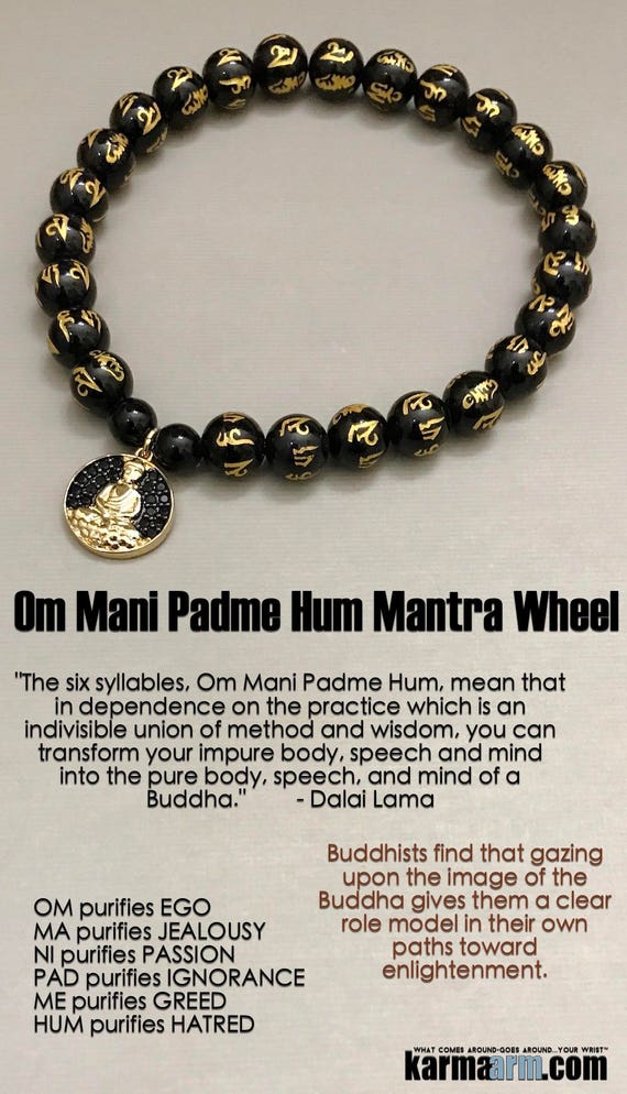 Om mani padme hum pulseras en 6 Designs de Nepal a mano meditación yoga