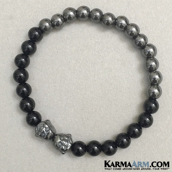 Reiki Boho Yoga Beaded Stretch Chakra Enlightenment Jewelry KarmaArm Zen Bracelet Breathe Bead Meditation Bracelet SELF-Care: Black Onyx