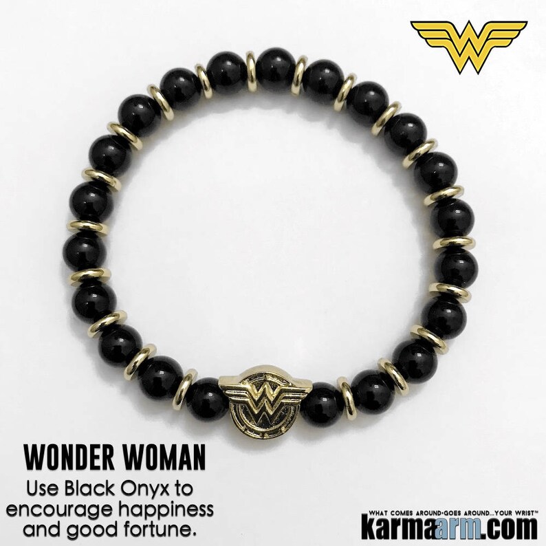 WONDER WOMAN Bracelets Onyx Gold Superhero Jewelry Etsy