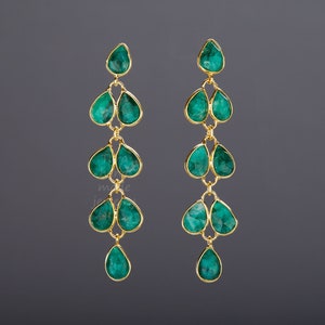 Boucle d’oreille émeraude à cinq niveaux, Boucle d’oreille émeraude long pendentif balançoire, boucles d’oreilles émeraude branche saule, Boucle d’oreille anniversaire mai, cadeau mère, cadeau anniversaire
