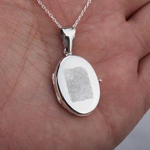 Finger print,hand writing, quote,Personalized sterling silver locket,Memory locket,Photo locket necklace,engraved drawing picture locket