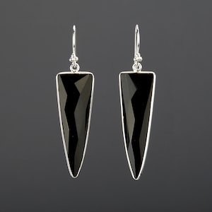 Lange Dreieck schwarzer Onyx Ohrring,schwarzer Onyx,schwarzer Edelstein Ohrring,schwarzes Kleid Ohrring,Geburtstagsgeschenk,Mutter Geschenk
