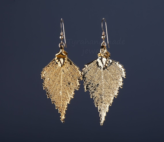 19 Fall Earrings With Leaves, Acorns and Pumpkins 4 Gold-Dipped Real Leaves