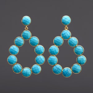 Sehr große zwei Stufe Türkis Ohrring, Türkis Teardrop Ohrring, Baumeln Schaukel Türkis Ohrring, Dez. Geburt Ohrring, Mutter Geschenk