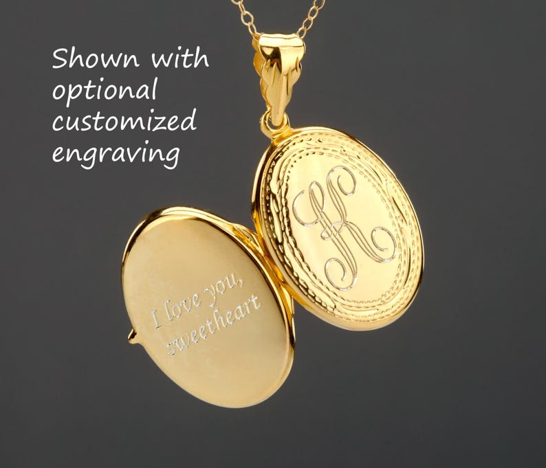 Custom Engrave Gold Oval Photo Locket,personalized Rose Gold Locket ...