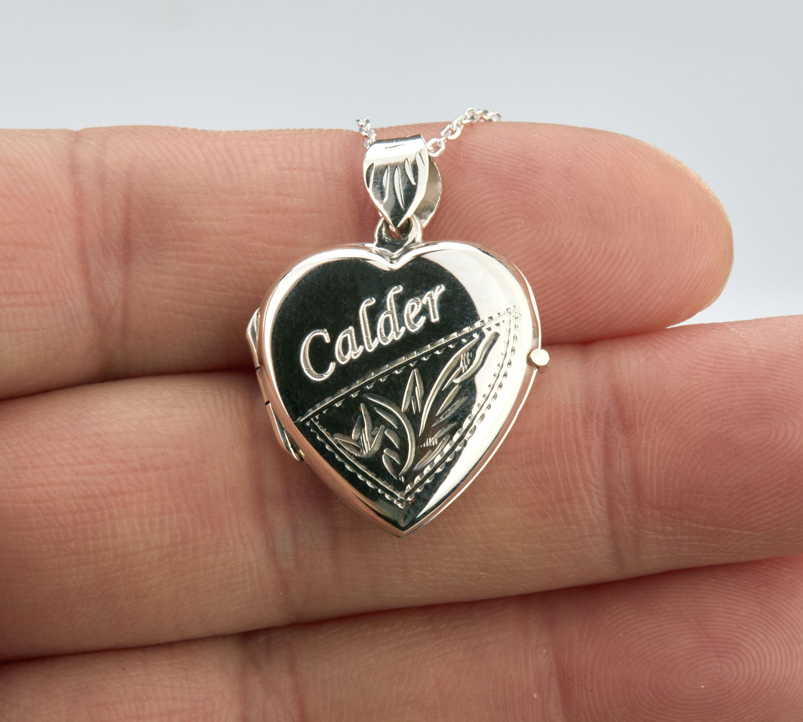 Remembrance Locket Ornate Floral Etched Sterling Silver Heart Locket With Photo ...