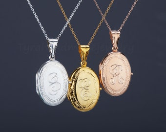 custom engrave gold oval photo locket,Personalized rose gold Locket,etched border,remembrance locket,Memory locket,mother anniversary gift
