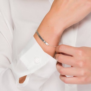 Personalisierte gravierte Bar Armband, gravierte Namen, Silber, Gold, Roségold, benutzerdefinierte Koordinaten, GPS-Balken, Datumsbalken, Bibelvers Balken, Jubiläumsgeschenk