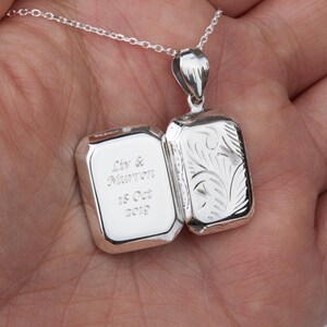 Engraved Sterling Silver Box Locket,personalized Rectangle Photo Locket ...