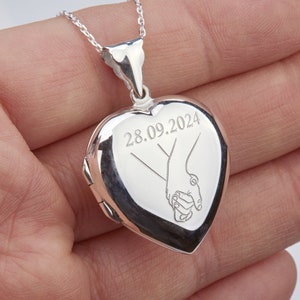 Large sterling silver puff heart locket with photo,custom engraved memorial locket,family keepsake gift,Valentine&#39;s Day gift,wedding locket
