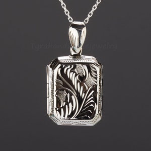 Engraved Sterling Silver Box Locket,personalized Rectangle Photo Locket ...