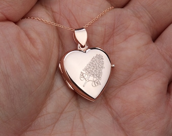 custom engrave gold heart photo locket,Personalized rose gold Locket,etched border,remembrance locket,Memory locket,mother anniversary gift
