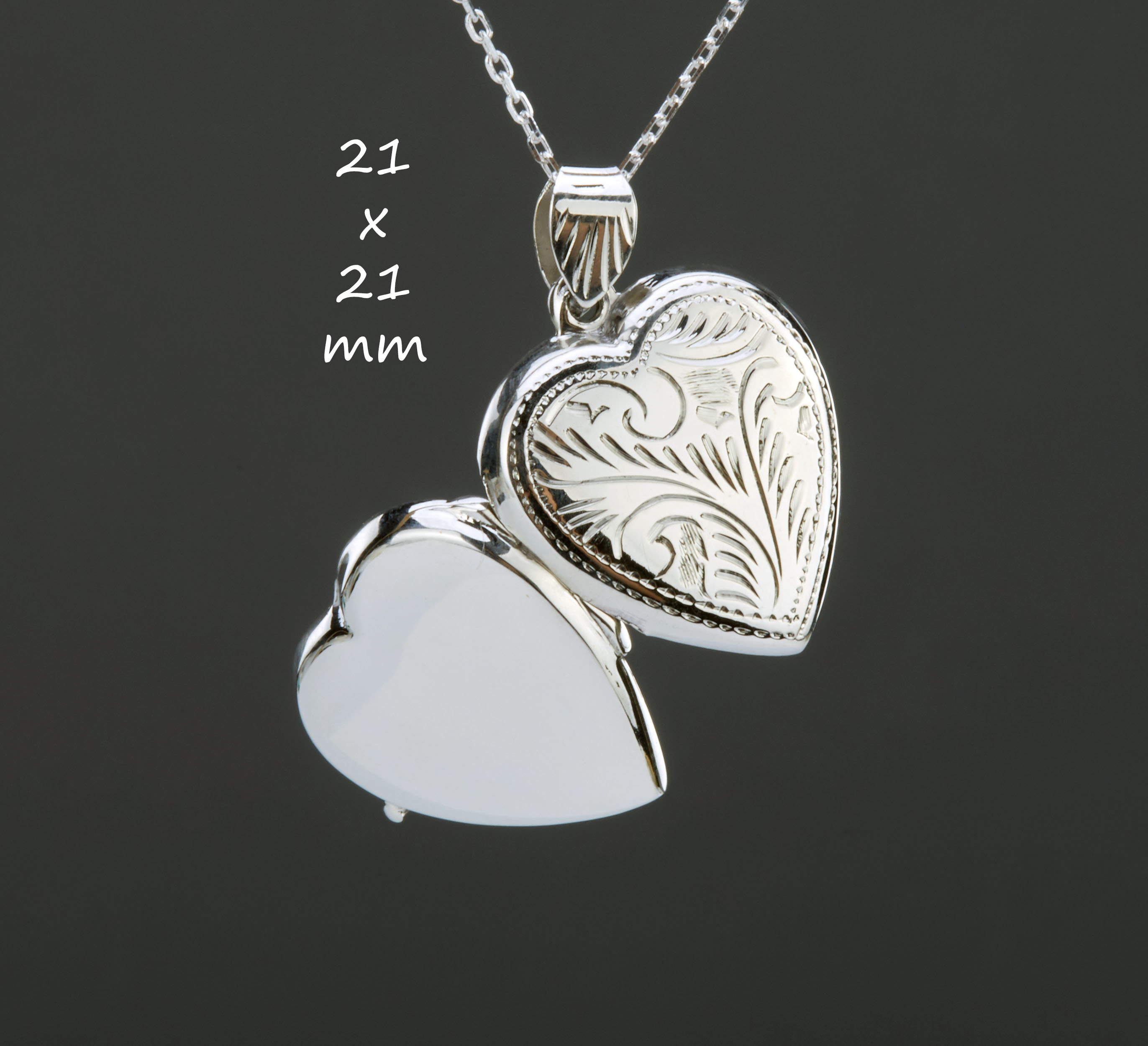 Remembrance Locket Etched Floral Front Sterling Silver Heart Locket With Photo ...