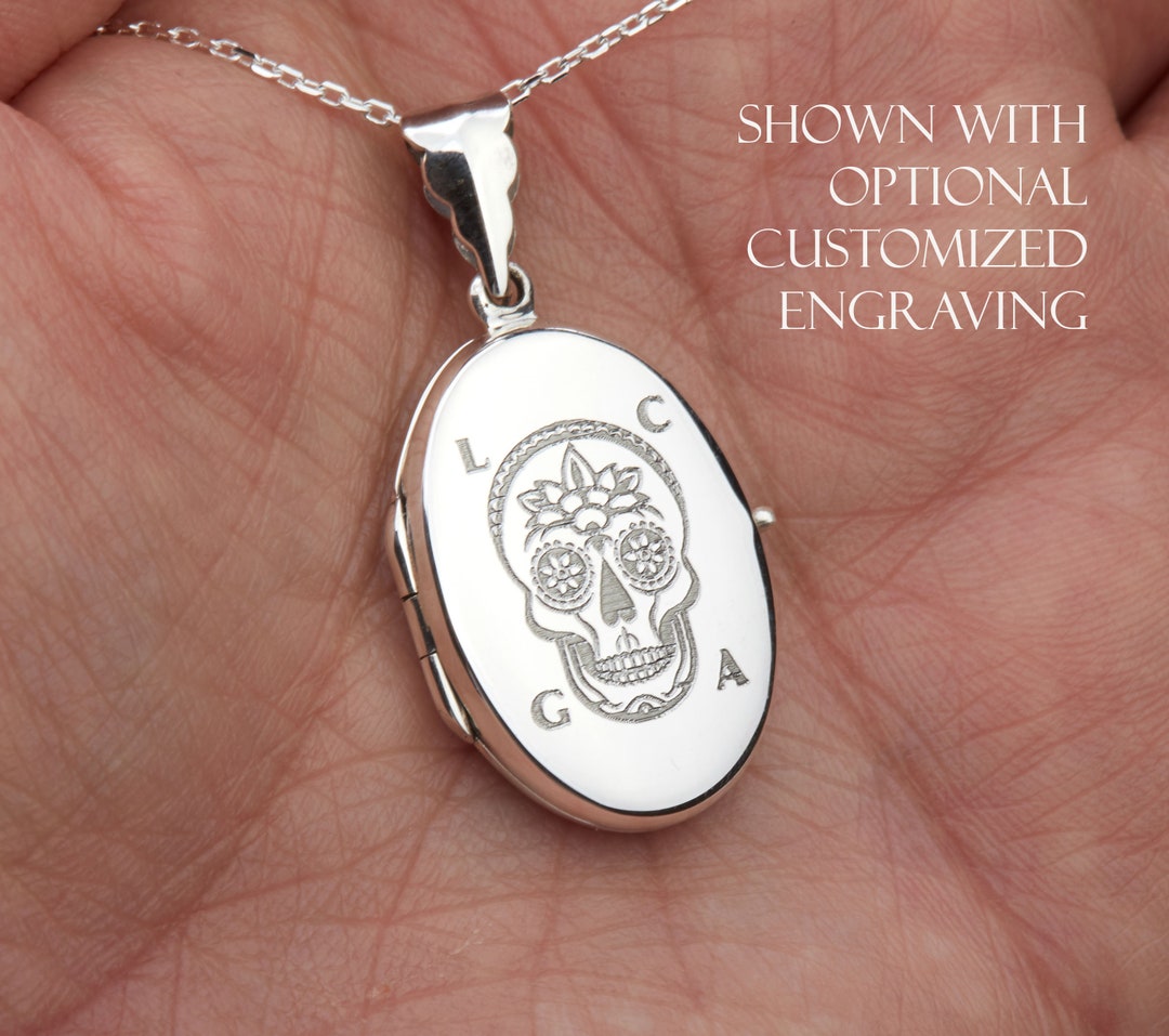 Custom Engrave Sterling Silver Oval Locket With Photo,remembrance Phoot