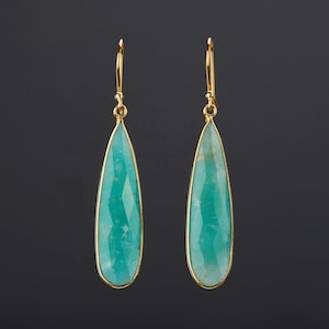 Pendiente de amazonita grande, pendiente largo de amazonita, pendientes de jade amazónico, pendiente verde agua, pendientes de vestido verde, regalo de cumpleaños, regalo de madre