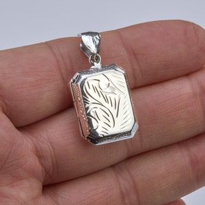 Engraved Sterling Silver Box Locket,personalized Rectangle Photo Locket ...