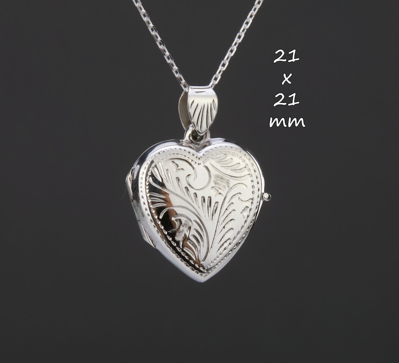 Remembrance Locket Etched Floral Front Sterling Silver Heart Locket With Photo ...