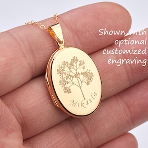 Large gold plated sterling silver oval photo locket,custom engrave,Memorial locket,bereavement gift,anniversary locket,wedding locket gift