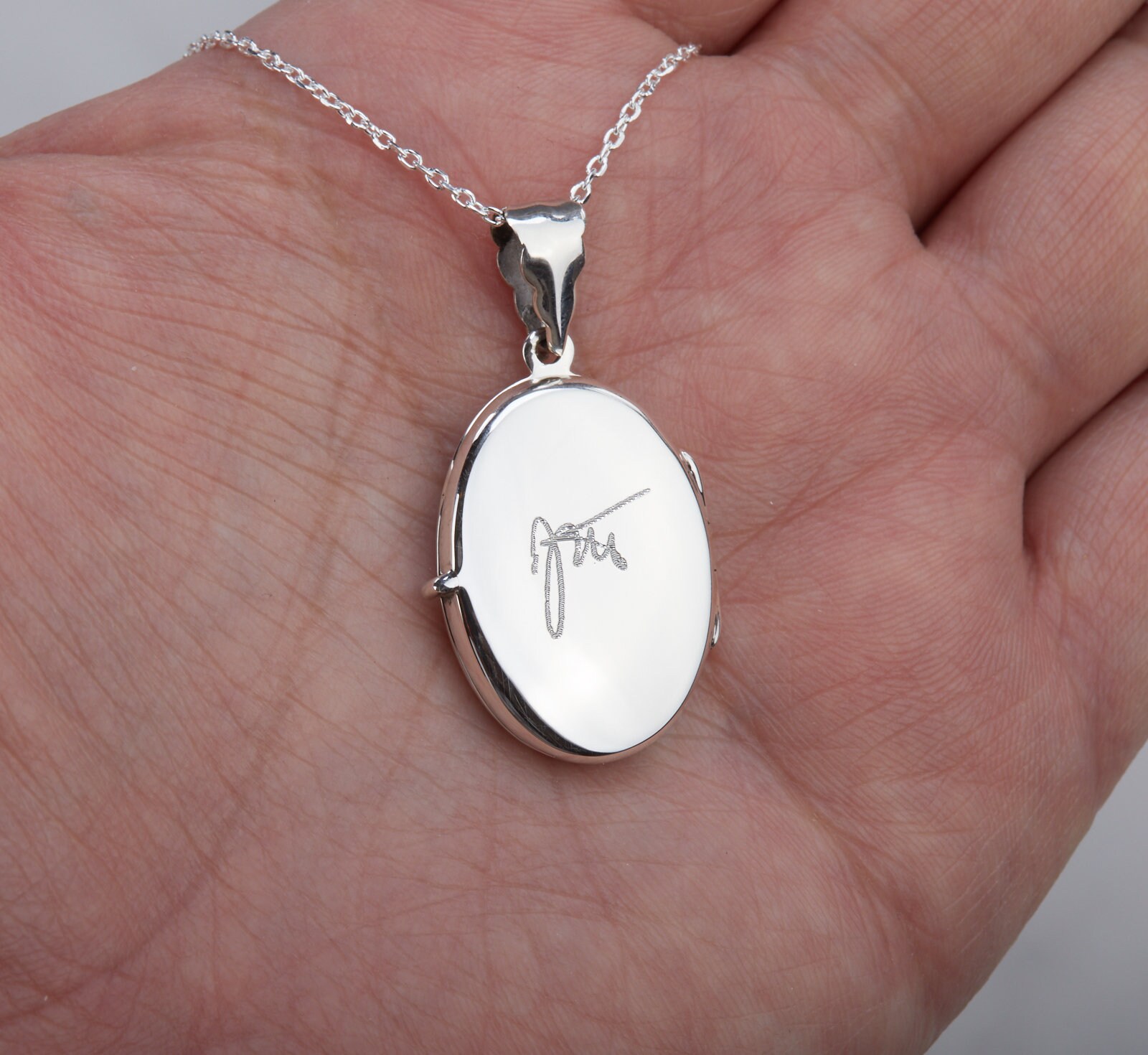 Engraved Sterling Silver Locketoval Photo Locket Etsy Australia