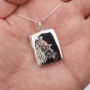 Engraved Sterling Silver Rectangle Locket With Photo,personalized ...