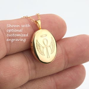 Dime size gold Filled oval locket necklace with photo,custom engraving,remembrance locket,Memory locket,anniversary locket,wedding locket