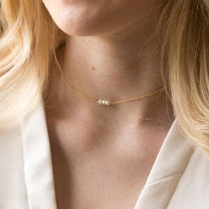 Dainty freshwater pearl bar choker necklace, Dainty Choker, Bridesmaid Gift,Turquoise necklace,Gemstone birthstone necklace