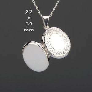 Dime size sterling silver locket with photo,etched floral bordered locket,custom engraving,remembrance locket gift,Memorial anniversary gift