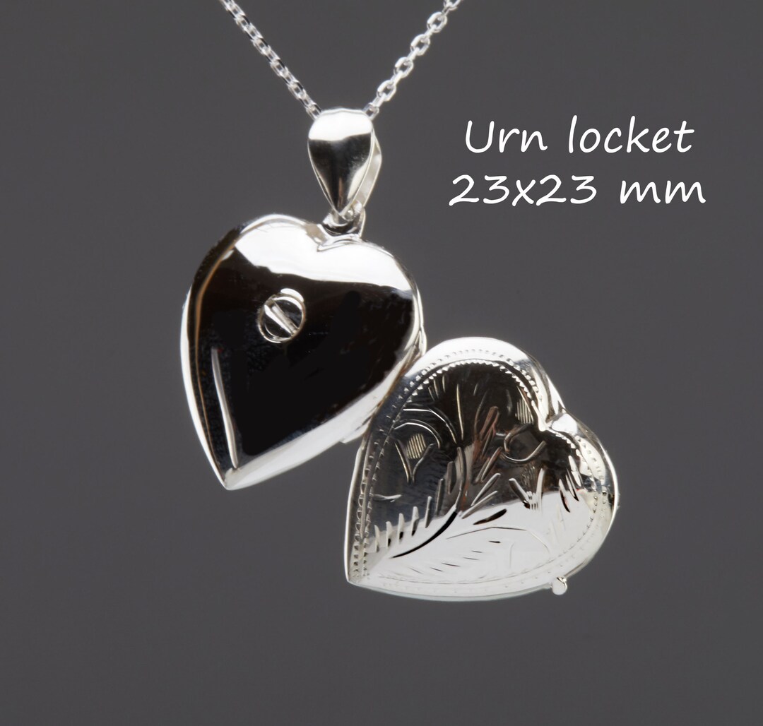 Sterling Silver Heart Urn Locket With Photo,ash Locket,cremation Remain ...