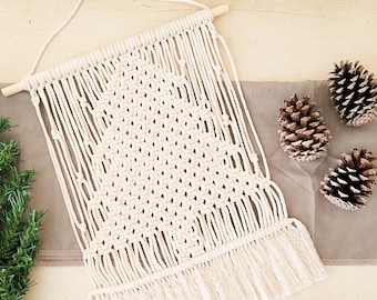 Macramé kerstversiering aan de muur, kerstboomdecor, vakantiedecor, kerstmuurdecor, macramémuurdecor, kerstcadeau