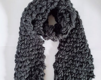 Chunky knit scarf, arm knit scarf, black scarf, black chunky knit scarf, knit scarf, black knit scarf, gifts for her, gifts for him