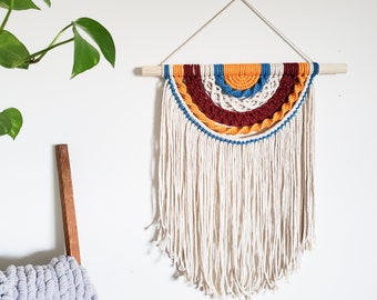 Halbkreis Wandbehang, Makramee Wandbehang, Halbkreis Makramee, Regenbogen Makramee Wandbehang, Halbkreis Makramee Wandbehang