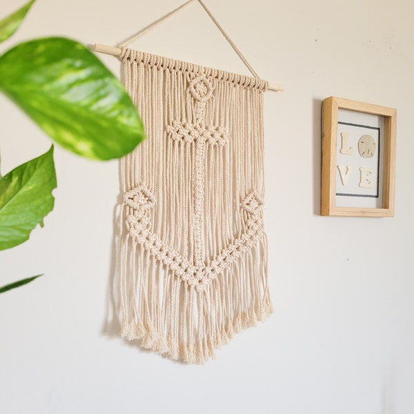 Macrame wall hanging, macrame anchor, nautical wall decor, anchor decor, beach vibes, nautical macrame, macrame decor, summer decor