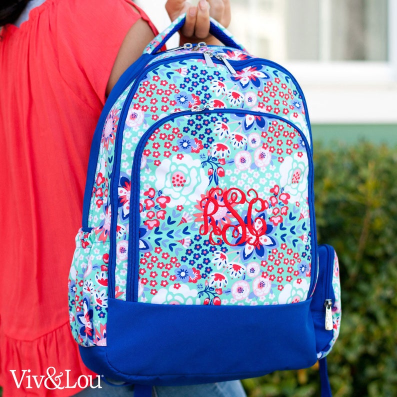 Personalized Book bag Monogrammed Book Bag Back Pack Back Etsy
