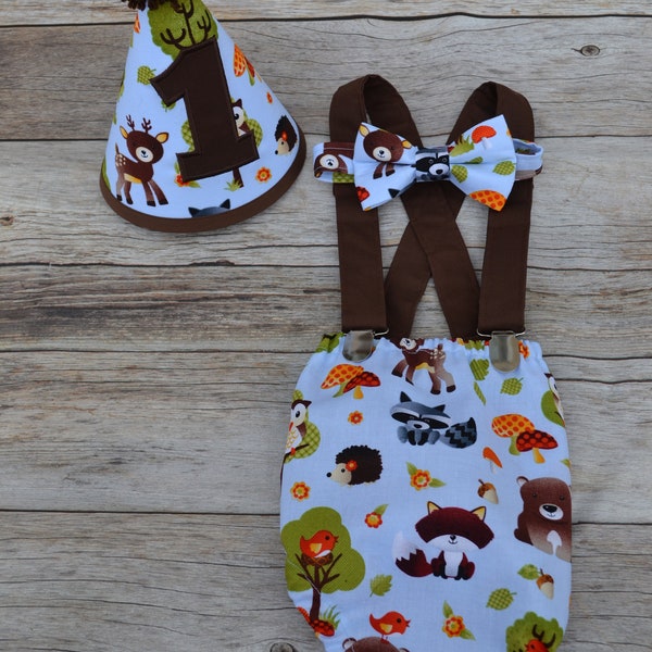 Boy Cake Smash Outfit, Woodland Animals Cake Smash Outfit, Forest Animals, Boys 1st Birthday, Birthday Outfit, Boys Birthday, Photo Prop