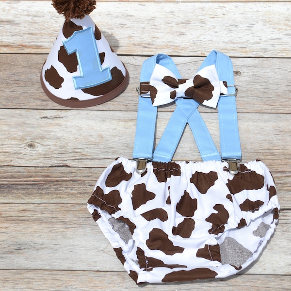 Boy Cake Smash Outfit, Farm Cake Smash, Cow Print, Barnyard Birthday,  Boy 1st Birthday, Boy Cake Smash Set, Brown Cow Cake Smash Outfit