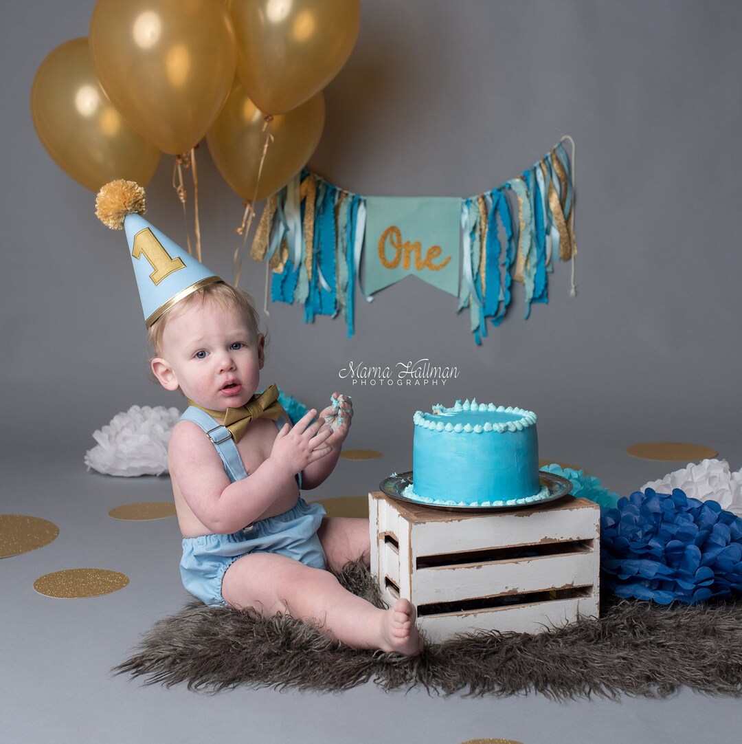 Cake Smash Outfit Cake Smash Set Blue and Gold Cake Smash Etsy