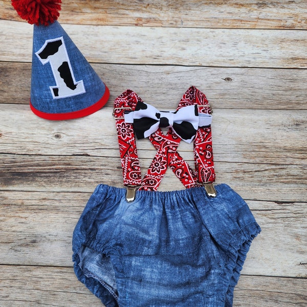 Boy Cake Smash Outfit, Farm Cake Smash, Cow Print, Barnyard Birthday,  Boy 1st Birthday, Boy Cake Smash Set, 1st Birthday Photography Prop