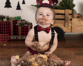 Boy Cake Smash Outfit, Lumberjack Cake Smash, Buffalo Plaid Cake Smash, Boy 1st Birthday outfit, boy cake smash, 1st Birthday Outfit